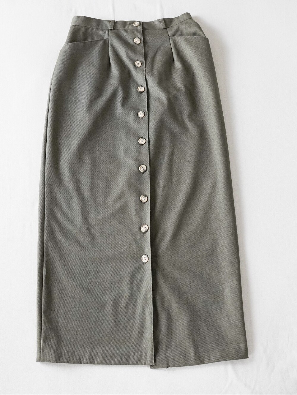 Vintage 1990s Valerie Peyson Collection olive green maxi skirt